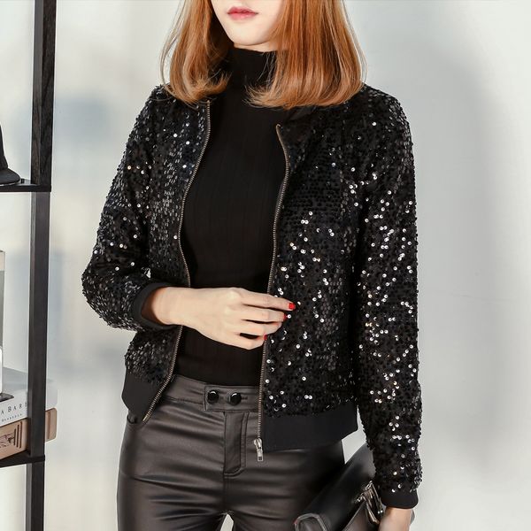 

women's jackets large size women sequined embroidered baseball uniform jacket m-6xl fashion womens streetwear, Black;brown