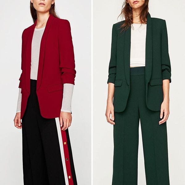 

повседневный сплошной цвет с длинными рукавами лацкане шеи костюм куртки женская мода пальто женщин конструктора куртки осень и зима, Black;brown