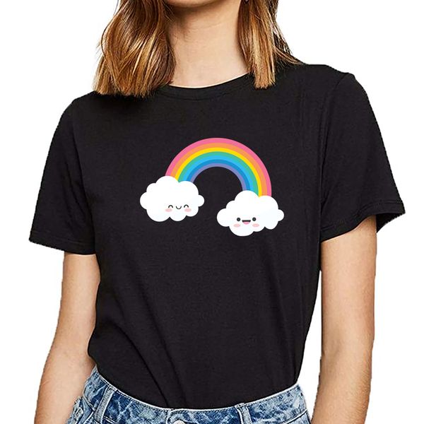 

t shirt women rainbow face maternity kawaii inscriptions print female tshirt