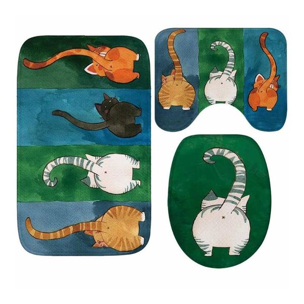 

color cat's eye 3d flannel bathroom three-piece carpet toilet floor mat absorbent non-slip mat