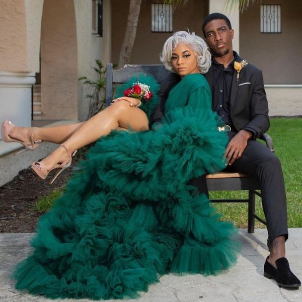 

hunter maternity prom dresses for p shoot robes women sheer full sleeves maxi tiered tulle robe formal evening gown overlay dress, Black