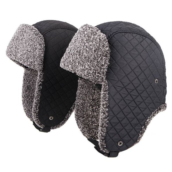 

beanie/skull caps bomber fur lined winter trapper hat windproof simple ear thicken waterproof warm, Blue;gray