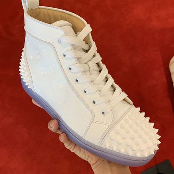 

20s high sports sneakers red bottom homme studded leather sneakers white engraving printing leather,junior orlato rantulow trainers, Black
