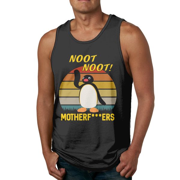 

good pingu noot noot motherf***ers cotton sleeveless tank 2020 new round collar summer