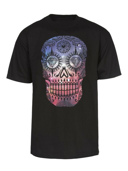 

mens sugar skull short-sleeve black t-shirt funny tee shirt