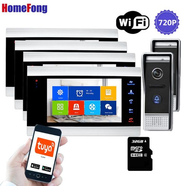 

video door phones [wide angle 100Â°]homefong 720p wifi phone intercom system 4 monitors call transfer mobile talk unlock record
