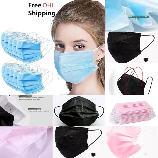 

3 слоя face 50pcs одноразовые маски 24ч рот доставка non woven респираторы безопасности семейный салон управление masque jetable1