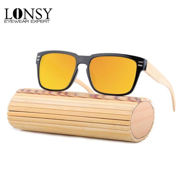 

sunglasses lonsy 2021 fashion bamboo men brand design original wooden sun glasses women feminino with logo, White;black
