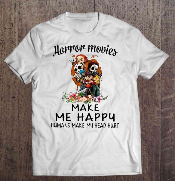 

мужчины т рубашки фильмы ужасов make me happy humans make my head hurt женщины футболку