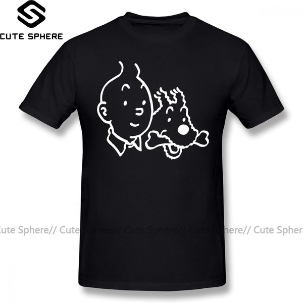 

тинтин футболка тинтин и милу товар t-shirt 100 процентов хлопка graphic tee shirt высокий классические короткие рукава мужчины tshirt