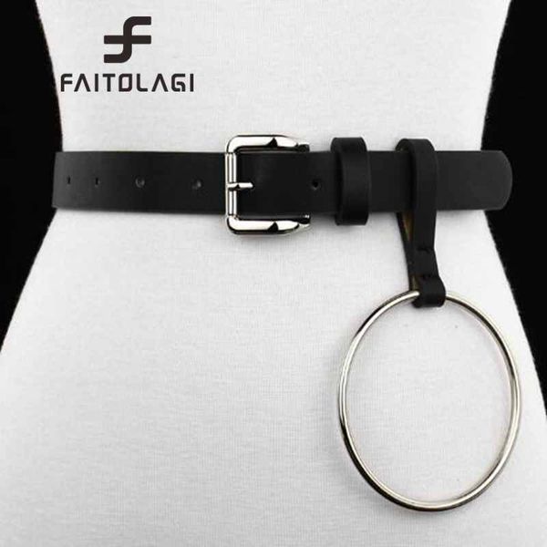 

new design women belt female big ring decorated waist belts lady girls fashion gold/sliver pin buckle solid pu leather strap, Black;brown