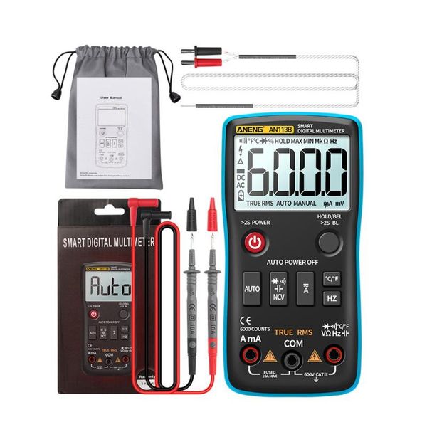 

an113b 6000 count multimeter tester fully intelligent automatic range digital multimeter transistor voltmeter