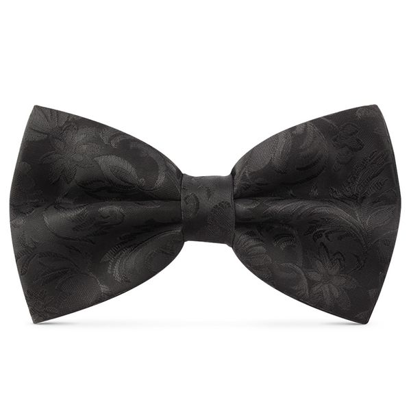 

2020 new fashion men's bow ties for wedding double fabric black flower pattern bowtie club banquet butterfly tie with gift box, Black;gray