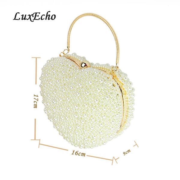 

large love white/ivory pearl heart day clutch bag evening party bag woman clutch girl wedding bag bridal handbags 200919