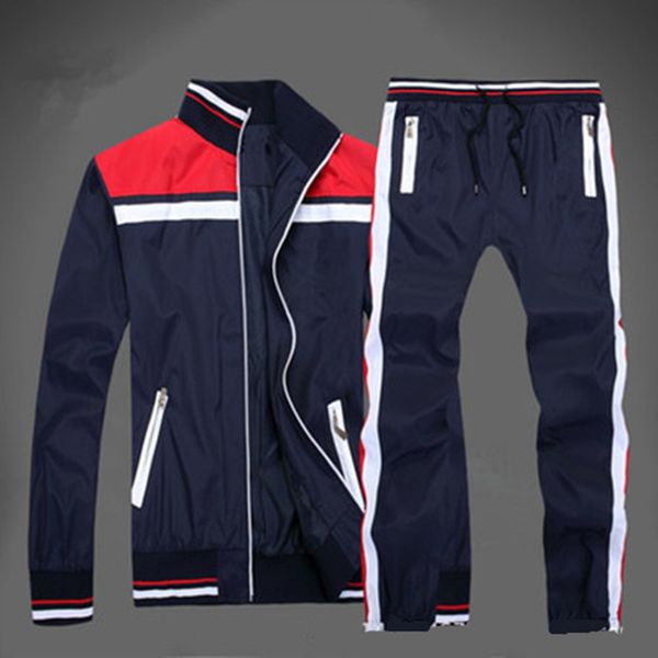 

brand men sport suit autumn mens full zip tracksuit white men sweatshirt and pant suit hoodie tracksuit jacket windbreaker set, Gray