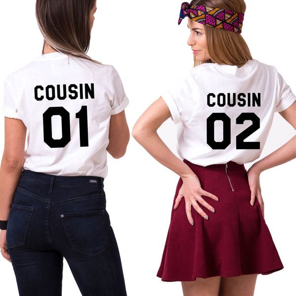 

cousin 01 cousin 02 t shirts match family letter tshirts girls boy summer cotton short sleeve summer women tumblr tees