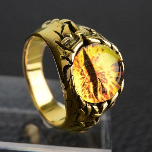 

wedding rings stainless steel gothic evil eyes for man punk hip hop gold black cool boy jewelry friend birthday gift wholesale, Slivery;golden