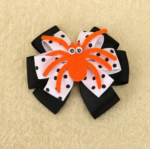

100pcs/lot halloween spider black orange hair bow, Slivery;white