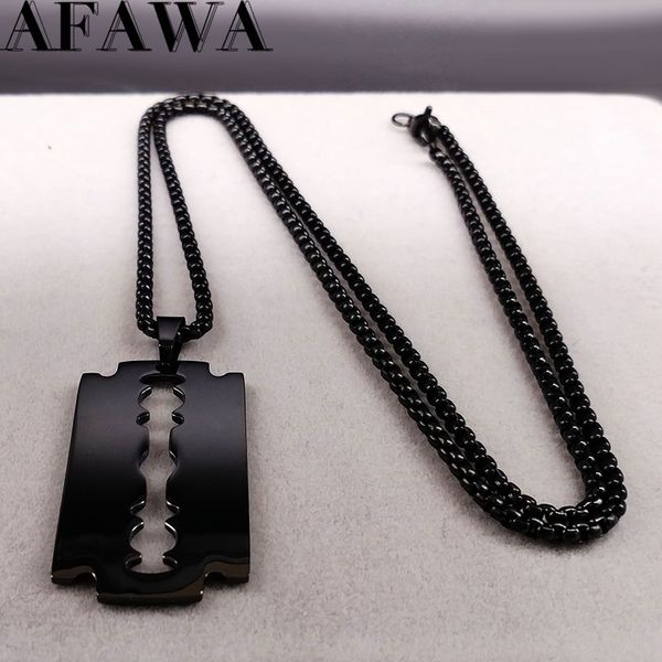 

2020 fashion blade stainless steel necklaces men jewerly black color gothic necklaces & pendants jewelry collier homme n17939, Silver