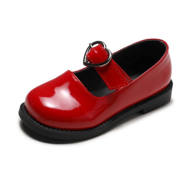 

children leather shoes party flat kids shoes princess casual sneaker girls school red brown black little girls, Black;grey