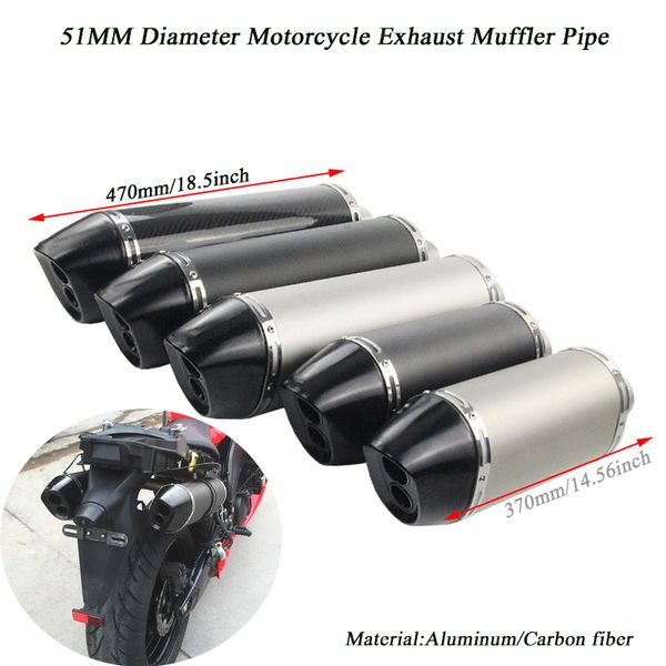 

370mm 470mm exhaust vent tubes pipe for 38-51mm diameter motorcycle muffler removable db killer aluminum pipe