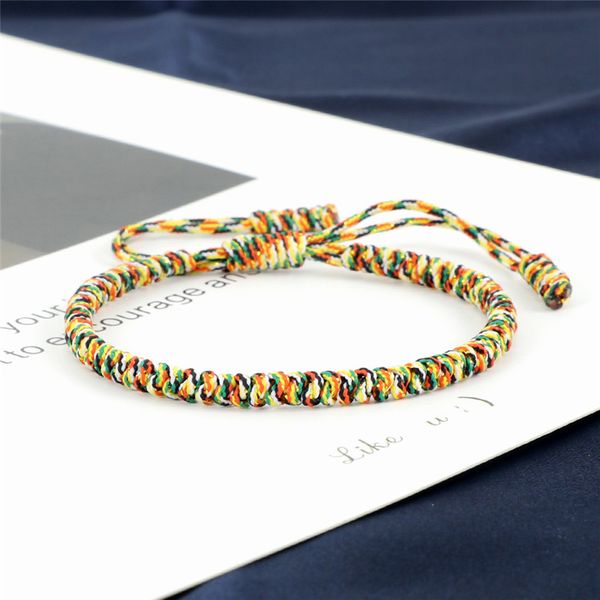 

tennis tibetan buddhist handmade braided bracelet multi color lucky rope knots bracelets for women men buddha charm bangle jewelry gift, Golden;silver