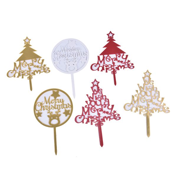 

1pc creative merry christmas cake flag er acrylic cake card inserting party decoration christmas plug-in party supplies