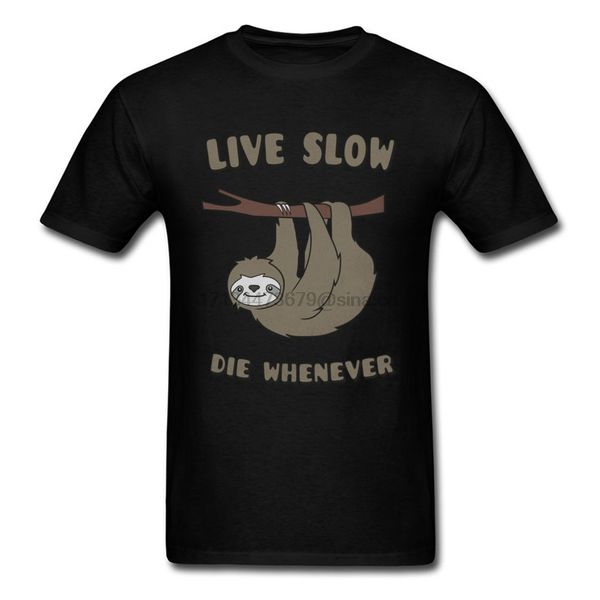 

kawaii image tshirt men funny cute sloth live slow die whenever t shirts australia tee shirt men 2020 summer cotton