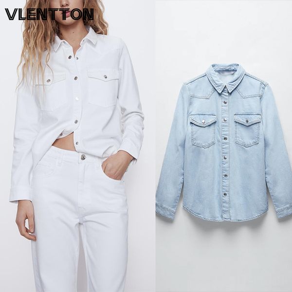 

spring autumn women white blue vintage denim shirts solid long sleeve casual loose jeans blouses and ladies blusas mujer