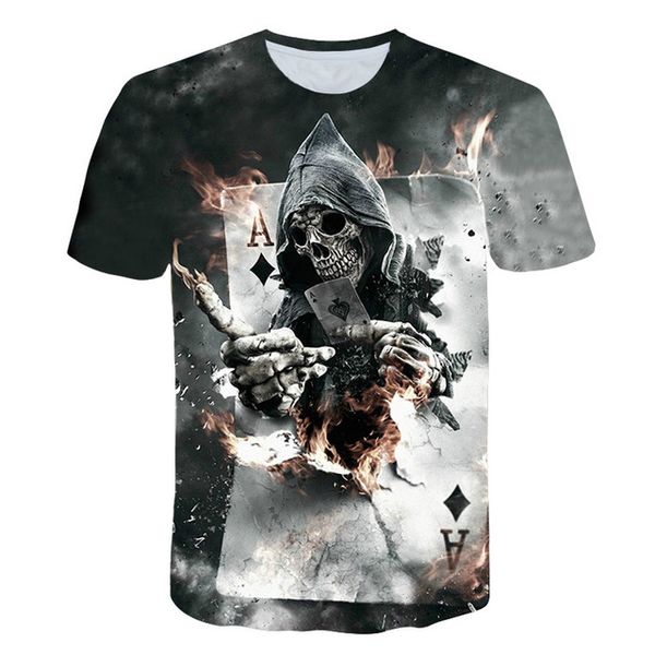 

anime animal cool skull clown summer male 3d print shirts horror comics oversized men clothing