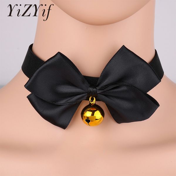 

bow tie шеи choker воротник ожерелье с белл регулируемая мягкая ленты лук белл sexy узел малый воротник choker ролевая игра, Golden;silver