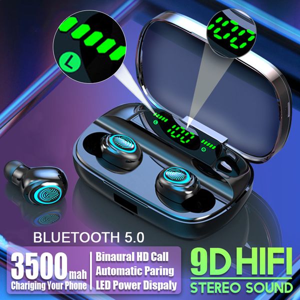 

wireless bluetooth earphone headphones waterproof sport gaming headset noise with mic for + charge box