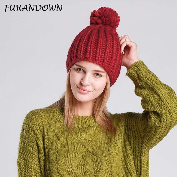 

furandown 2020 new women winter beanies pompom hat cap fashion casual warm knitted hats, Blue;gray
