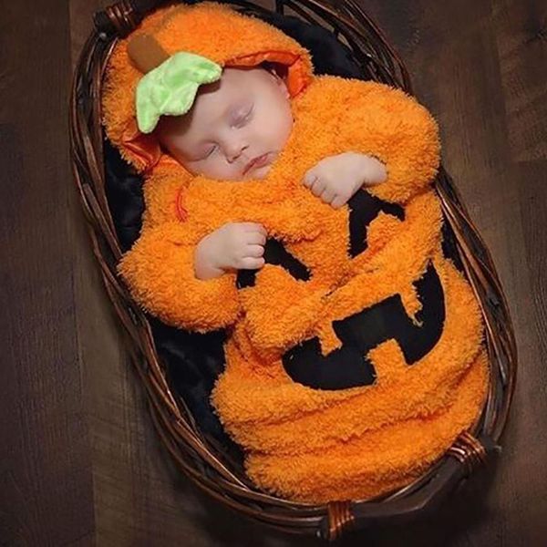 

infant halloween sleeping bag autumn winter baby fashion cartoon pumpkin shape long sleeve thickened receiving blankets