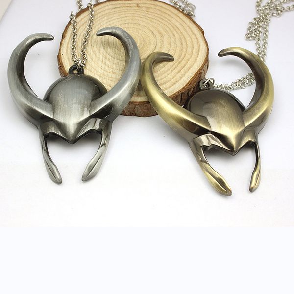 

movie jewelry vintage marvel age of ultron thor loki helmet metal pendant necklace jewellery, Silver