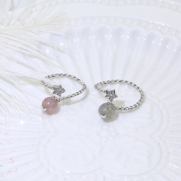 

wedding rings cute female moon star adjustable ring charm silver color for women dainty crystal moonstone small engagement, Slivery;golden