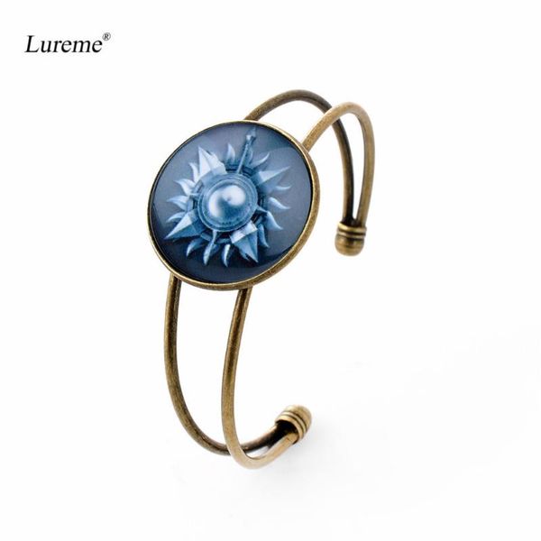 

lureme vintage glass time gem series open bangle for women girls (bl003420, Black