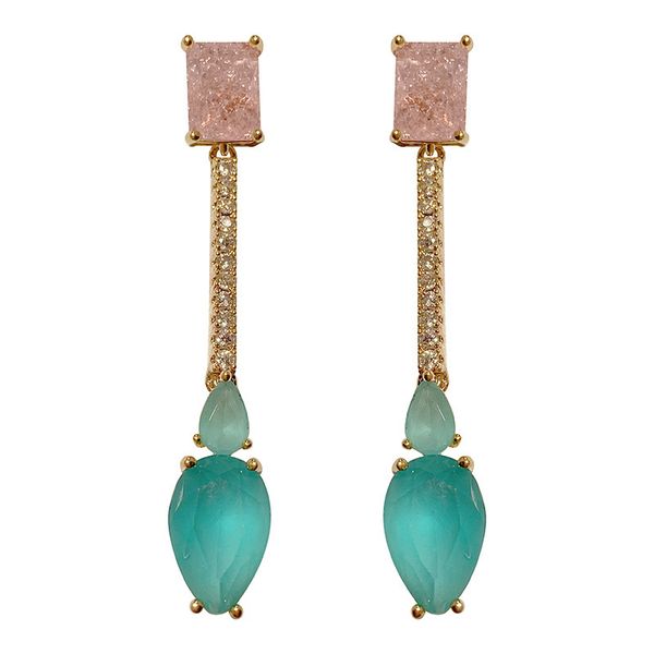 

fashion light blue cz simple long drop earring for women CX200707