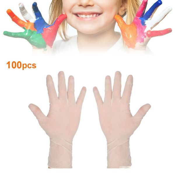 

100pcs children disposable gloves white non-slip household cleaning products kids elastic latex gloves t200508