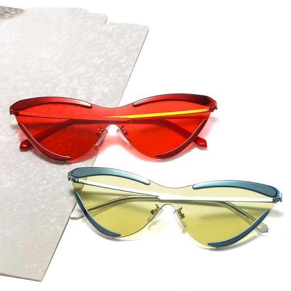 

2020 brand design men vintage luxury gafas small eye frame metal glasses glasses women frameless cat sun uv400 sunglasses gploi, White;black