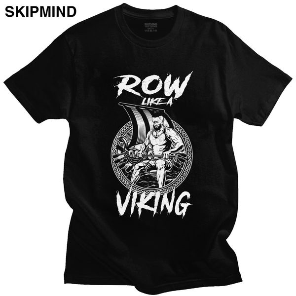 

cool t shirt men row like a viking warrior short sleeved cotton tee round collar funny print ragnar lothbrok t-shirt tv fans top