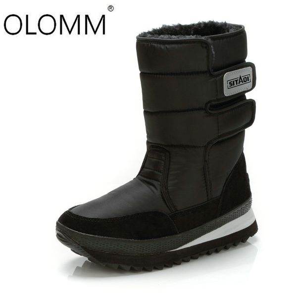 

snow boots cotton shoes men's flat bottom wild tube waterproof non-slip thick winter shoes, Black