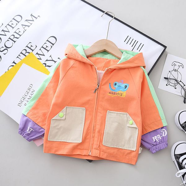 

jackets children coats gilr clothes cartoon elephant pattern girls boys toddler kids jacket outwear baseball windproof, Blue;gray