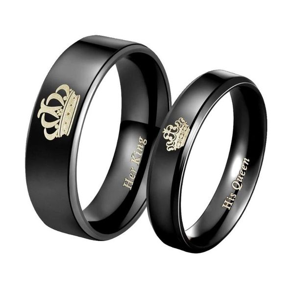 

boniskiss ее король его королева титана стали парой колец обручальное кольцо set anniversary engagement promise ring lovers gift, Slivery;golden