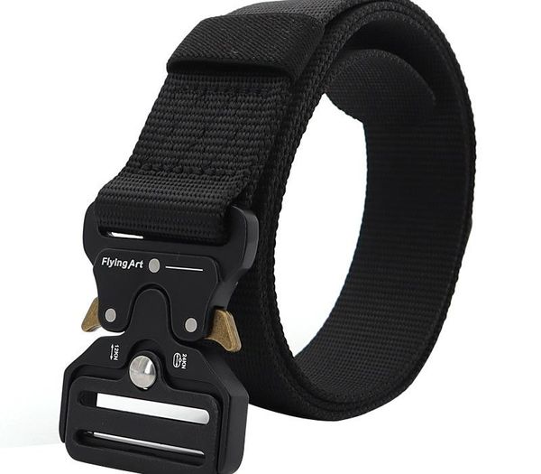 

outdoor canvas men tactical belt solid color nylon insert buckle men's belts sports casual wild multifunctional training belt, Black;brown