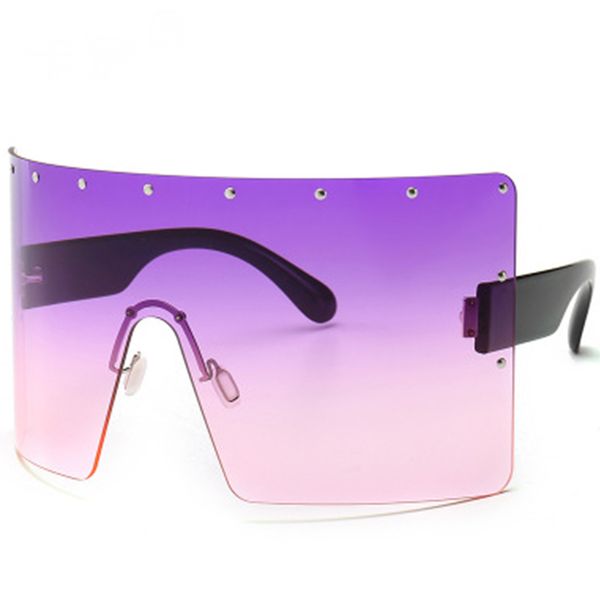 

design goggles oculos frame one-piece fashion retro brand new sun big luxury sunglasses glasses frameless glasses 2020 gradient flovp, White;black