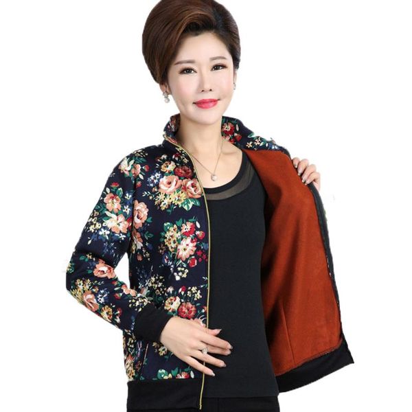 

middle-aged elderly women's autumn and winter coat short overcoat mother new women women's cotton-padded velvet jacket a127, Black