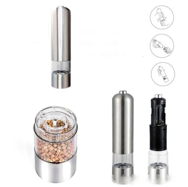 

stainless steel electrical pepper mill salt pepper muller salt grinding electric pepper grinder with retail box wholesale