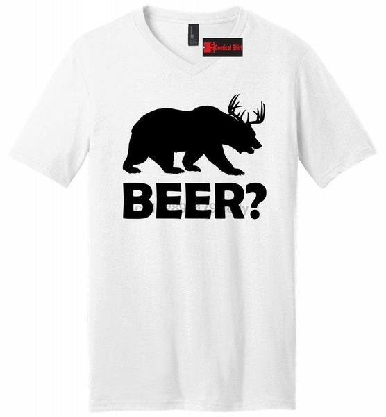

пиво олень медведь мужской v-образный вырез футболка колледж алкоголь партия питьевой смешной подарок