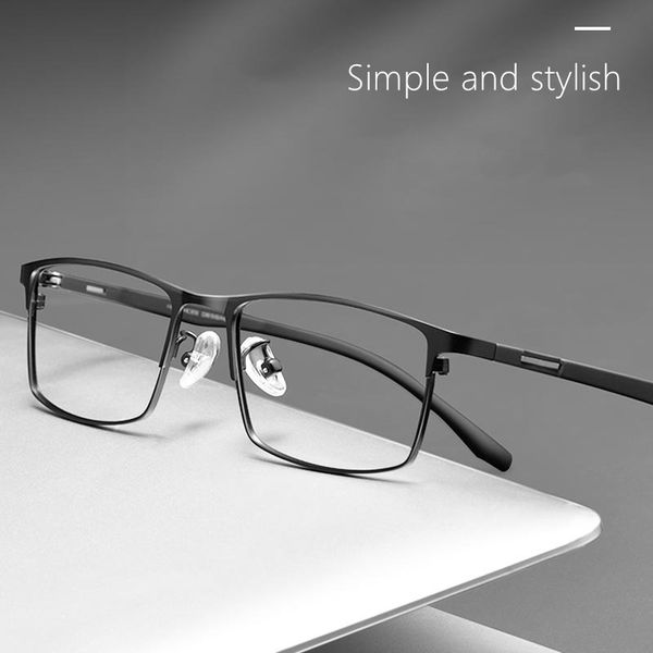 

full rim glasses frame men's titanium metal glasses frame business ultra light plastic steel leg prescription 9913, Black
